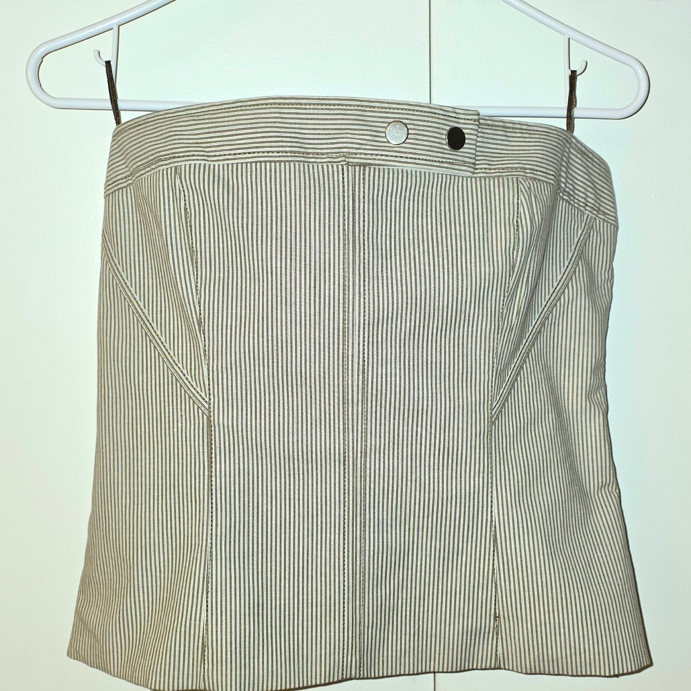 Zara Taupe and Cream Striped Top